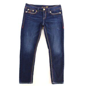 Seven7 Women's Skinny Jeans Stretch Denim Contrast Stitch Indigo 32x30
